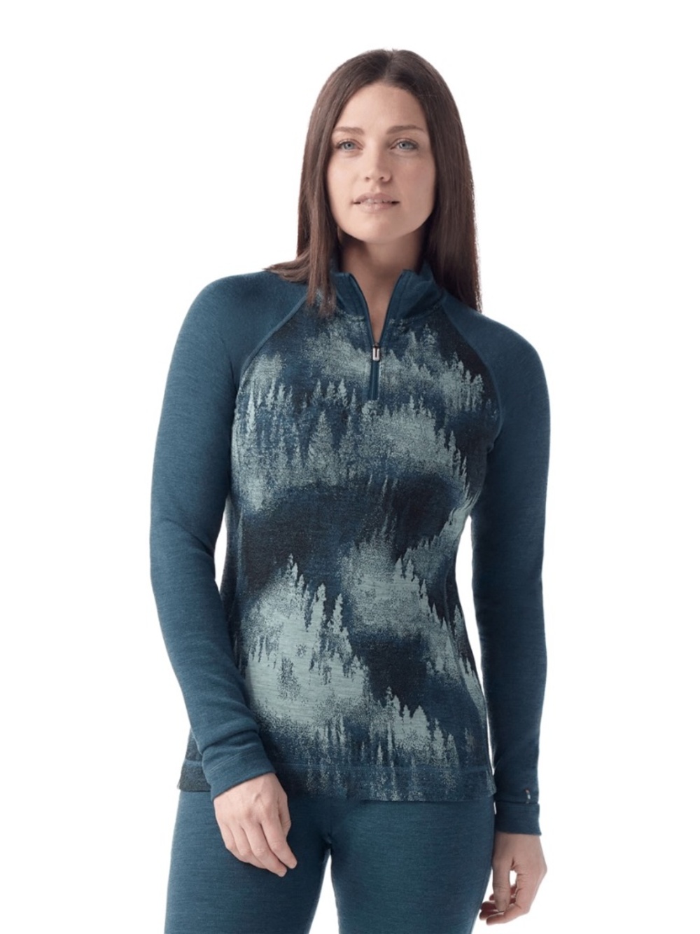 Smartwool Women's Classic Thermal Merino Base Layer 1/4 Zip Twilight Foggy Pines